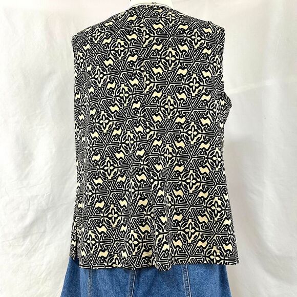 R&M RICHARDS 90s Black Tan Geometric Print Cowl Neck Tank Top Women Plus Size 16 - Picture 5 of 5